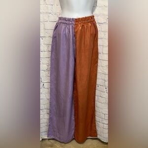Ivin Ivin Colorblock Pattern Wide Leg Elastic Pull On Pants Size Small